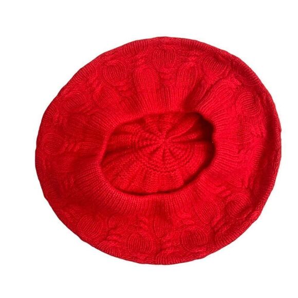 Vintage Carson Pirie Scott Beret Hat One Size Red Lambswool Angora Rabbit Knit main image 4